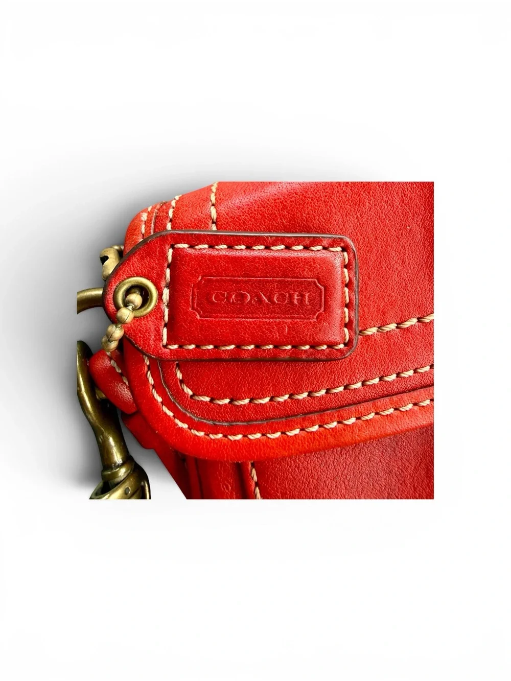 Coach Legacy Red Leather Turnlock Wristlet - Picture 7 of 8